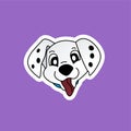 Sticker of Dog Head and Pulls Out its Tongue Cartoon, Cute Funny Character, Flat Design