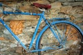 my father\'s bike suspended on the wall