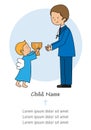 My first communion boy. Angel hands a chalice to a boy Royalty Free Stock Photo