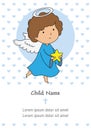 My first communion boy. Cute angel and space for text Royalty Free Stock Photo