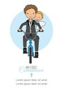 My first communion card. Boy and angel on bicycle Royalty Free Stock Photo