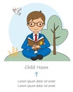 My first communion card. Boy reading the bible Royalty Free Stock Photo