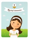 My first communion reminder with foreground girl