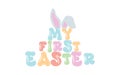 My First Easter. Retro. Kids apparel, nursery decoration, invitation cards, newborn baby fashion