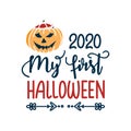 My first Halloween design card isolated on white background