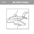 My first puzzle - plane. Worksheet. Children art game