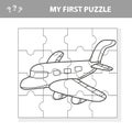 My first puzzle - plane. Worksheet. Children art game