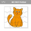 My first puzzle. Cute puzzle game with happy cartoon cat for children