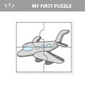 My first puzzle - plane. Worksheet. Children art game