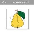 My first puzzle - puzzle task, game for preschool kids. pear