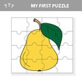 My first puzzle - puzzle task, game for preschool kids. pear