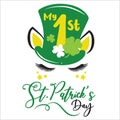 My first St Patrick`s Day vector design face with Leprechaun`s hat Royalty Free Stock Photo
