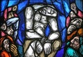 My God, My God, detail of stained glass window in St. James church in Hohenberg, Germany Royalty Free Stock Photo