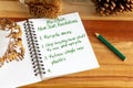 My Green New Years Resolutions heading with environmentally friendly resolutions written in journal. New year environmental