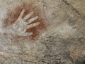 Hand painting stencil in the style of prehistoric cave art Royalty Free Stock Photo