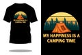 My happiness is camping time retro t shirt design Royalty Free Stock Photo