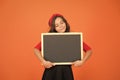 This is my homework face. Small child hold empty blackboard. Place for homework. School homework assignment. Tuition and Royalty Free Stock Photo