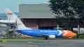 My Indo Airlines Boeing 737 freighter taxiing at Changi Airport