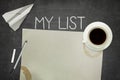 My list concept on black blackboard Royalty Free Stock Photo