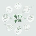 My little garden - Set of hand drawn garden elements. - vector