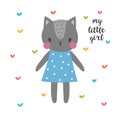 My little girl. Cute cat. Funny postcard for girl