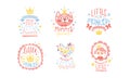 My Little Princess Cute Labels Set, Baby Shower, Birthday Party Emblems Hand Drawn Vector Illustration