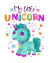 My little unicorn. Decorative poster with funny fantasy pony