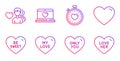 My love, Heartbeat timer and Man love icons set. Heart, Be sweet and Only you signs. Vector Royalty Free Stock Photo