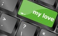 My love on key or keyboard showing internet dating concept Royalty Free Stock Photo