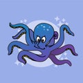 Illustration of Octopus Cartoon, Cute Cartoon Funny Character, Flat Design Royalty Free Stock Photo