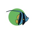 Illustration of Angel Fish Cartoon, Cute Funny Character, Flat Design