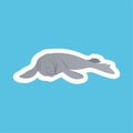 Sticker of Seal is Lazy, Cute Funny Character, Flat Design