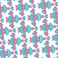 The Amazing of Beautiful Blue and Pink Flower Illustration, in the White Background, Pattern Wallpaper