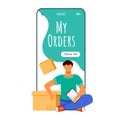 My orders cartoon smartphone vector app screen