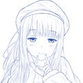 Sketch Smile Cute Anime Girl With Blue Long Hair