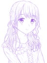 Sketch Smile Cute Anime Girl With Purple Twintail Hair