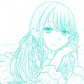 Sketch Smile Cute Anime Girl With Dress Outfit And Green Twintail Hair In The Bed