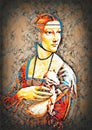 My own reproduction of painting Lady with an Ermine by Leonardo da Vinci. Graphic effect Royalty Free Stock Photo