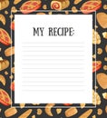 My Recipe Blank Card Template with Fresh Baking Products, Cookbook Page Vector Illustration Royalty Free Stock Photo