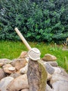 Handmade pipe balancing on the stone