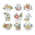 My sweet home logo set, eco home, wood house concept vector Illustrations on a white background
