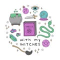With my witches magic vector illustration sticker
