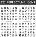 120 My workplace, creative process, mind process human productivity classic black mini concept symbols. Vector modern