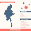 Myanmar - Asia Country Map. Covid-29, Corona Virus Map Infographic Vector Template EPS 10