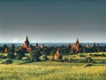 Myanmar, Bagan - Aerial view on temples with sunset nb.3