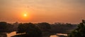 Myanmar Bagan rain forest on sunset. Burma Asia. Buddha pagoda Royalty Free Stock Photo