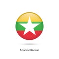 Myanmar - Burma flag - round glossy button