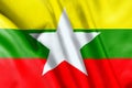 Myanmar or Burma Flag Rippled Effect Illustration