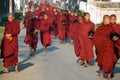 Myanmar (Burma) Many Monks Alms Collecting