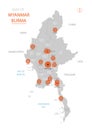 Myanmar Burma map with administrative divisions.